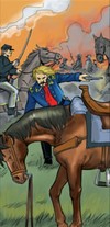 Custer agarra a un caballo sin dueño.
